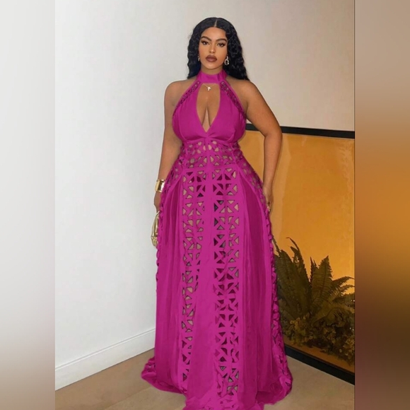 Dresses & Skirts - Elegant Purple Halter Maxi Dress